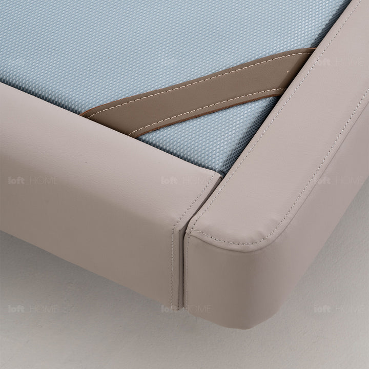 Minimalist Genuine Leather Floating Bed BENCE Layered