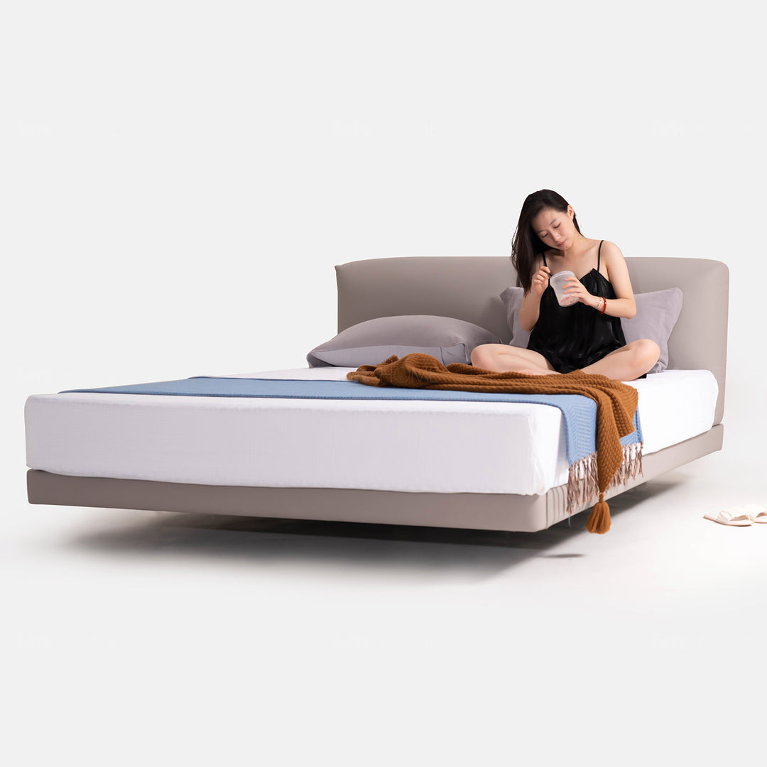 Minimalist Genuine Leather Floating Bed BENCE Detail