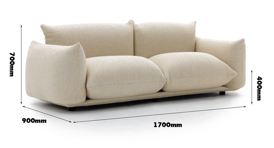 Minimalist Teddy Fabric 2 Seater Sofa MARENCO Size Chart