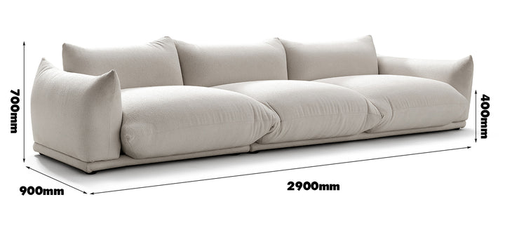 Minimalist Teddy Fabric 4 Seater Sofa MARENCO Size Chart