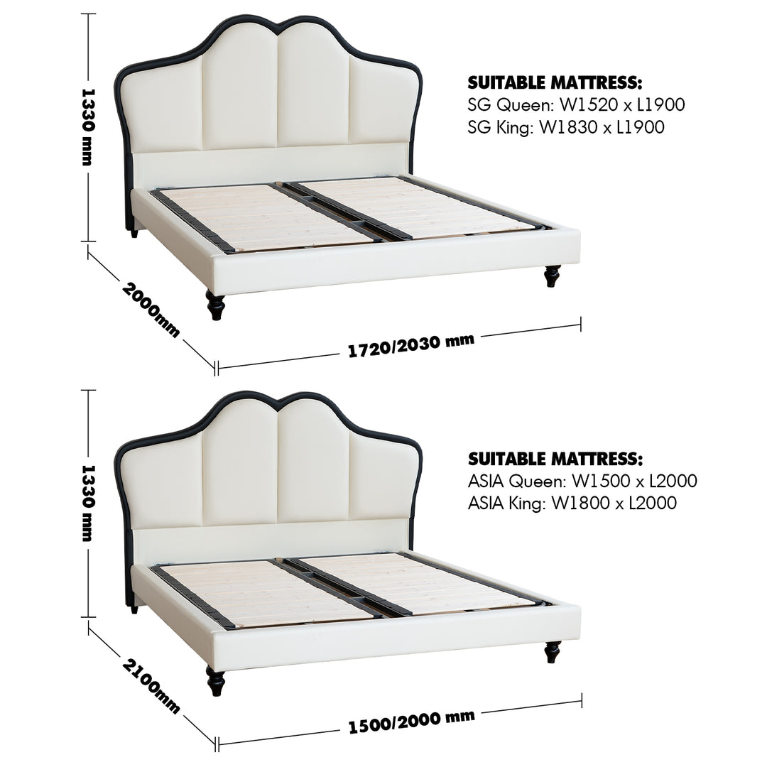 Minimalist Leather Bed BUTTERFLY Size Chart