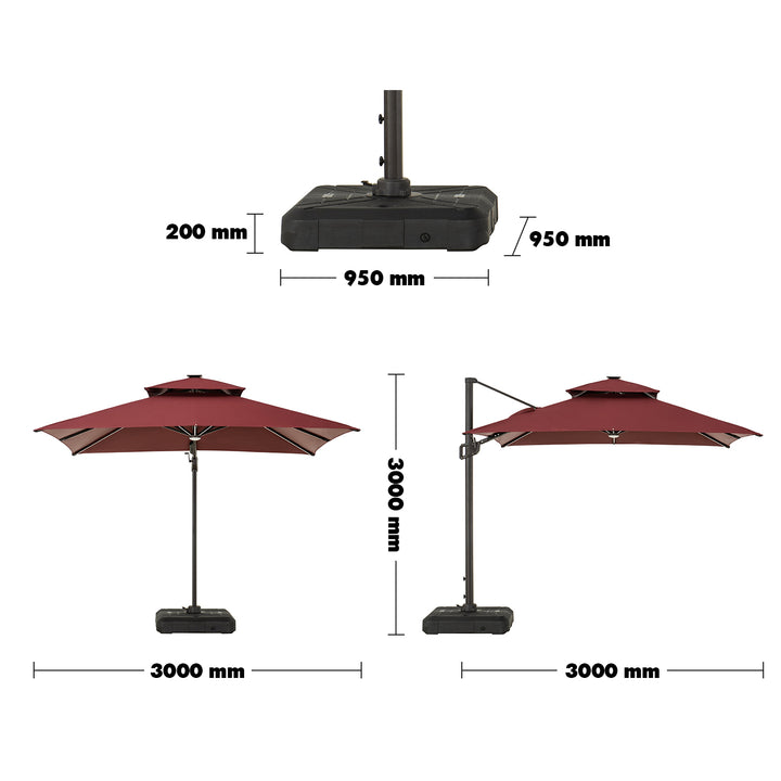 Minimalist Outdoor Unbrella LUNA Size Chart