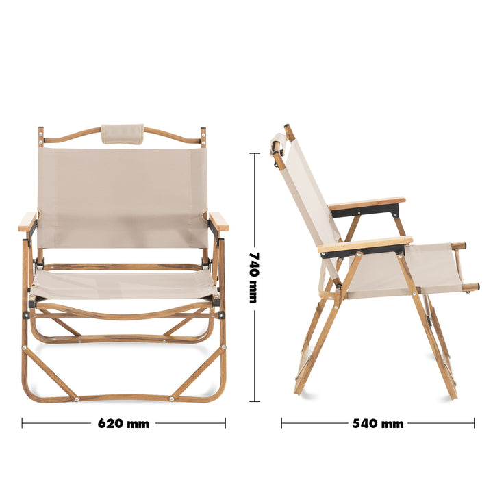 Modern Outdoor Foldable Dining Chair TRAVELER Size Chart