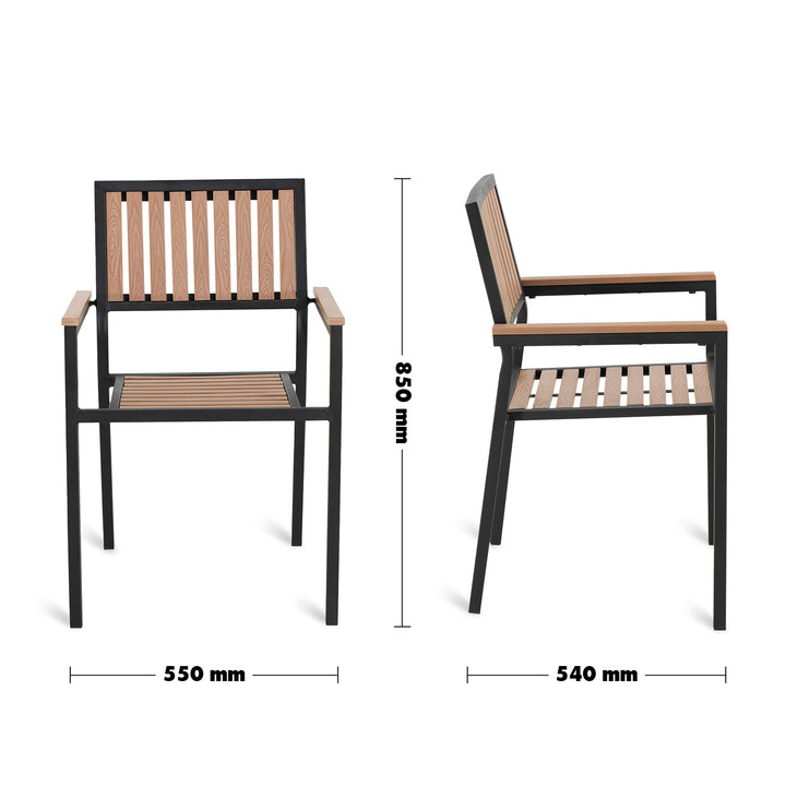 Modern Outdoor Dining Chair BLISS Size Chart
