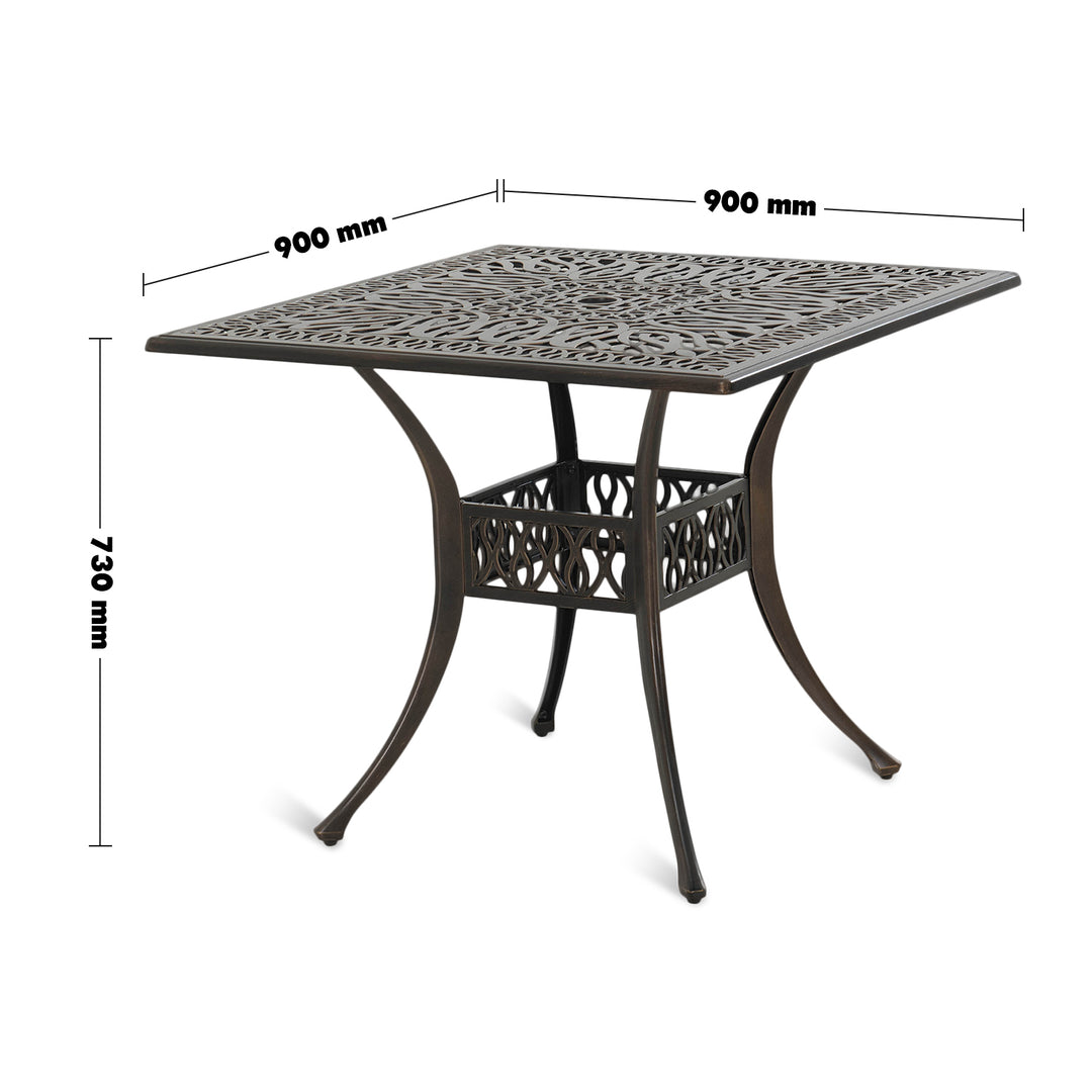Modern Outdoor Dining Table ARTISTRY Size Chart
