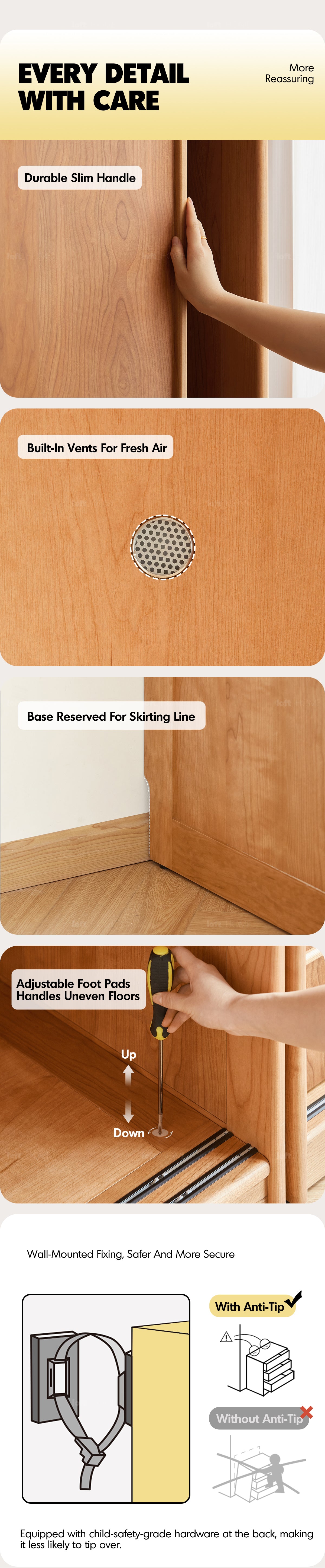 Scandinavian Cherry Wood Sliding Door Wardrobe AUTUMN More Details and Instruction_11