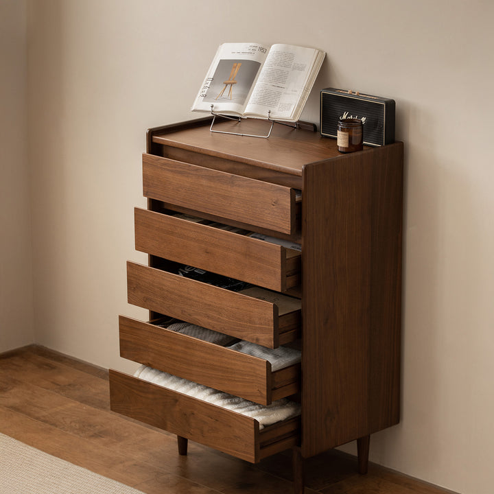 Vintage walnut wood chest of drawers vista material variants.