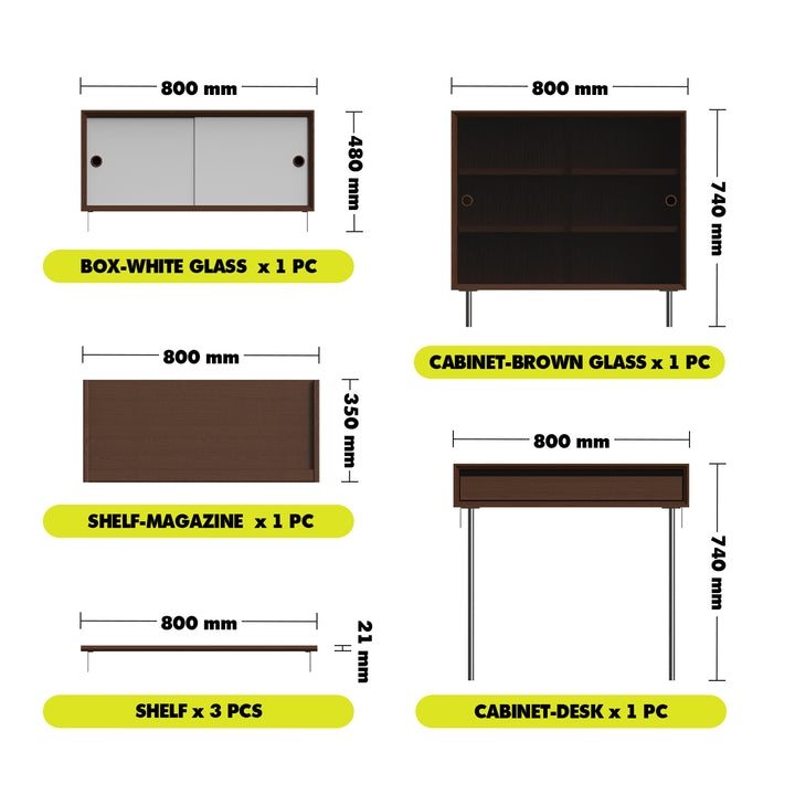 Vintage boxwood modular hanging wall shelf system muse study color swatches.