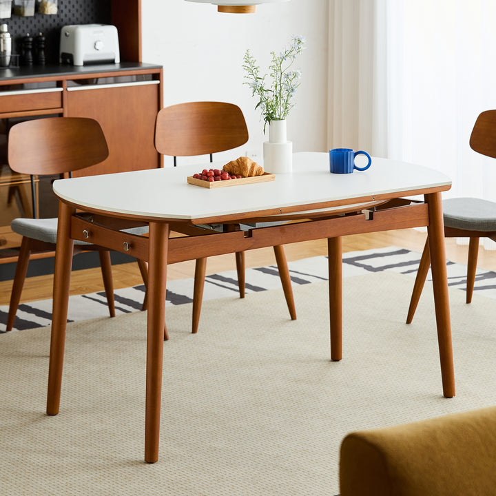 Vintage sintered stone extendable dining table minima in real life style.