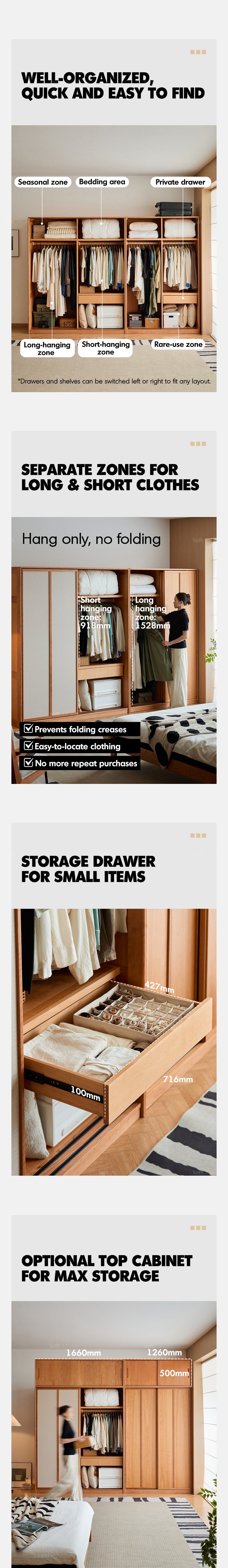 Scandinavian Cherry Wood Sliding Door Wardrobe KANGAROO Good to Know - 4