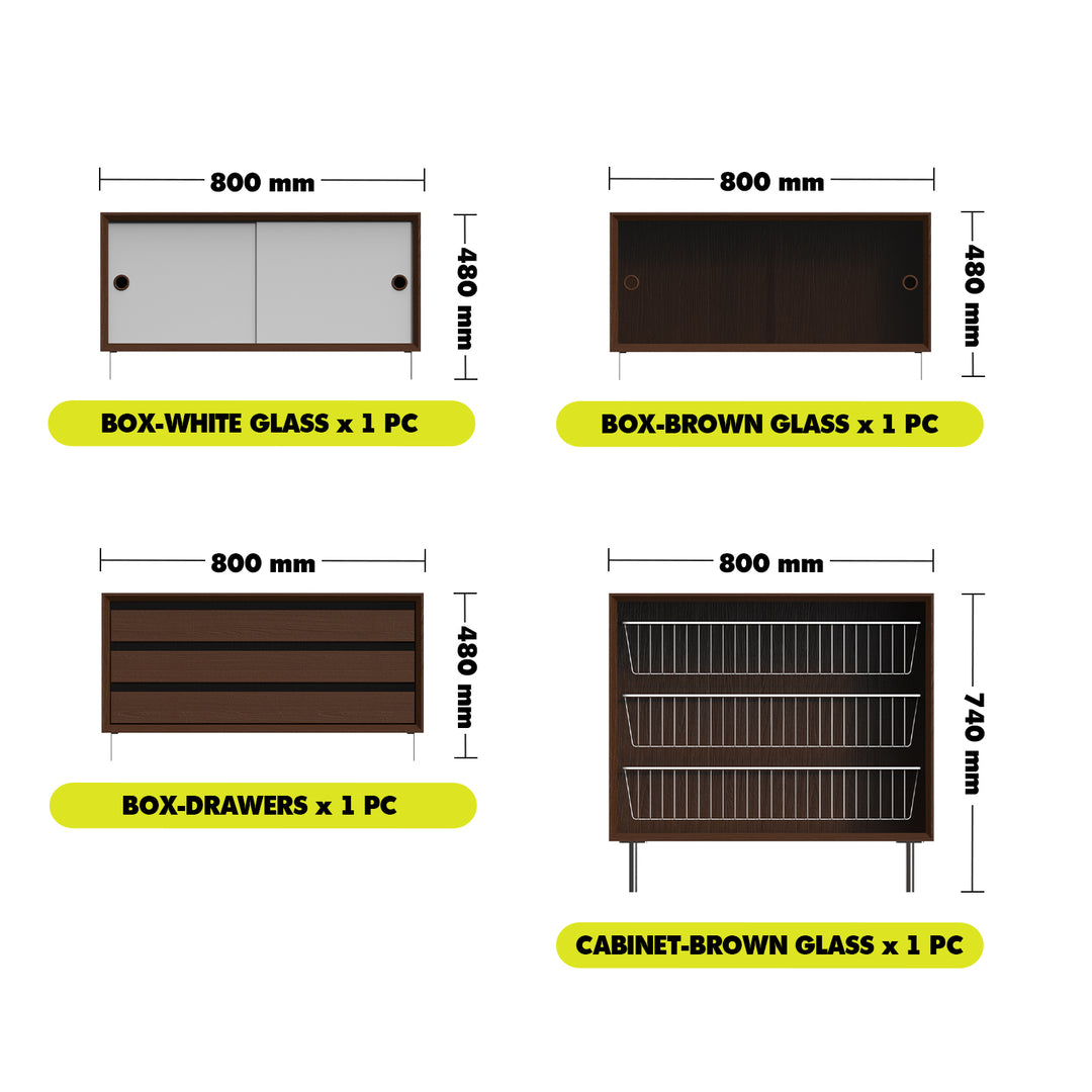 Vintage boxwood modular hanging wall shelf system muse wardrobe color swatches.