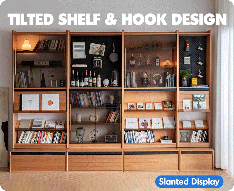 Scandinavian Cherry Wood Bookshelf STORY Good to Know - 4
