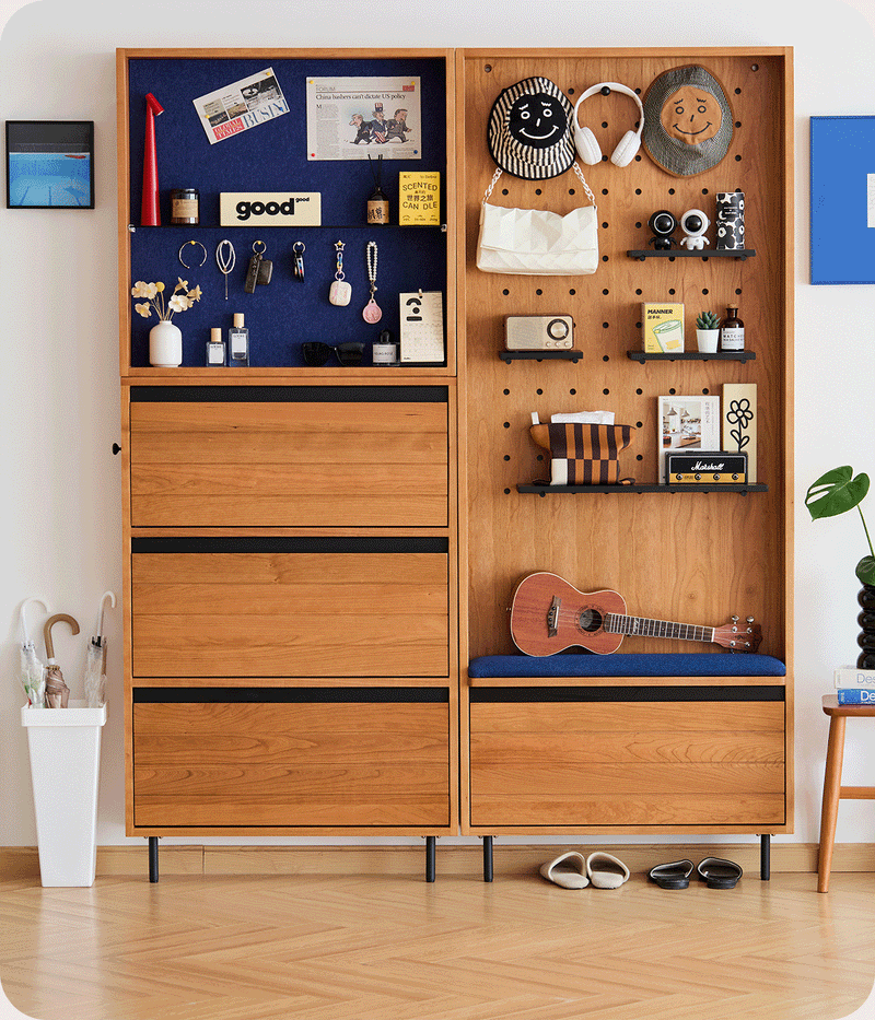 Scandinavian Cherry Wood Shoe Cabinet CORNER Good to Know - 4