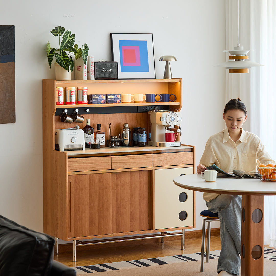 Scandinavian sintered stone storage side cabinet time material variants.