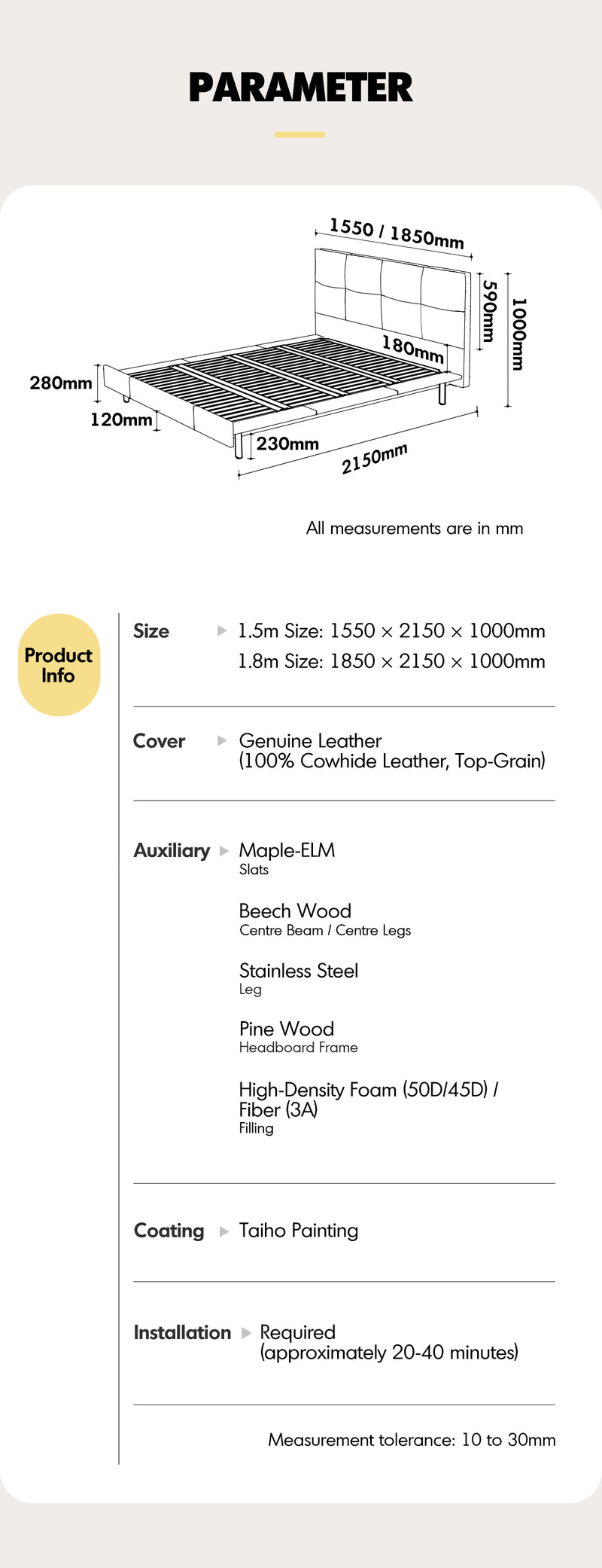 Bauhaus Genuine Leather Bed SKILLFUL Good to Know - 17