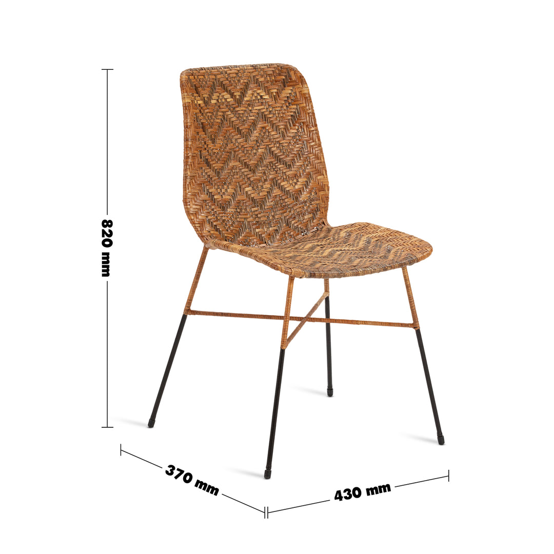 Bohemian Rattan Dining Chair WICKER Size Chart