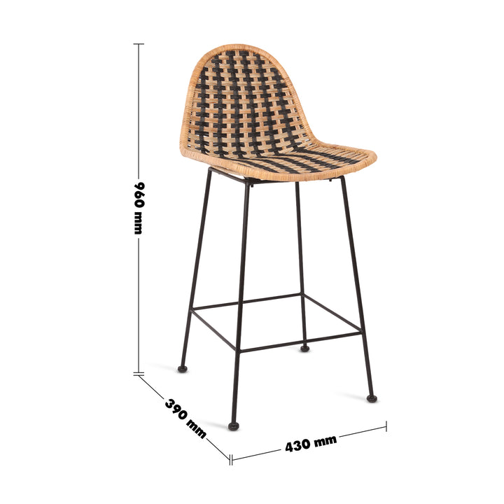 Bohemian Rattan Bar Chair LARRY Size Chart