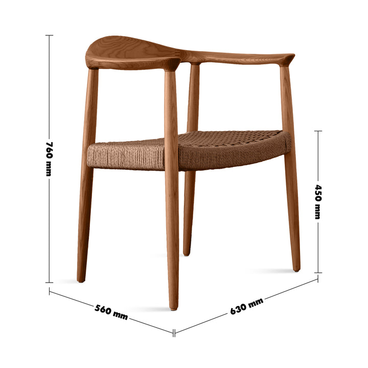 Japandi Rope Woven Dining Chair KENNEDY Size Chart