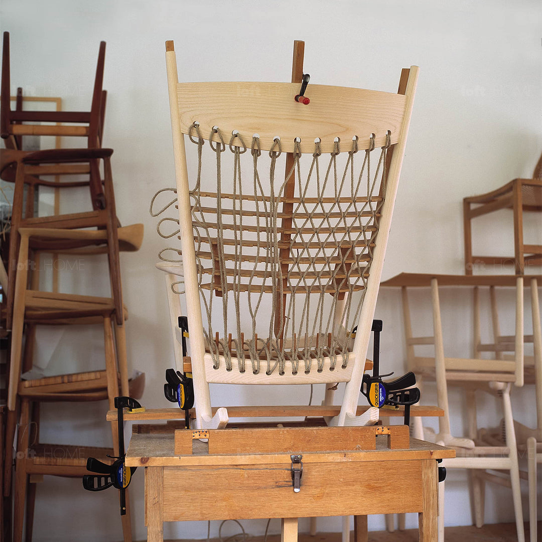 Japandi Rope Woven Rocking Chair HANS WEGNER Detail 18
