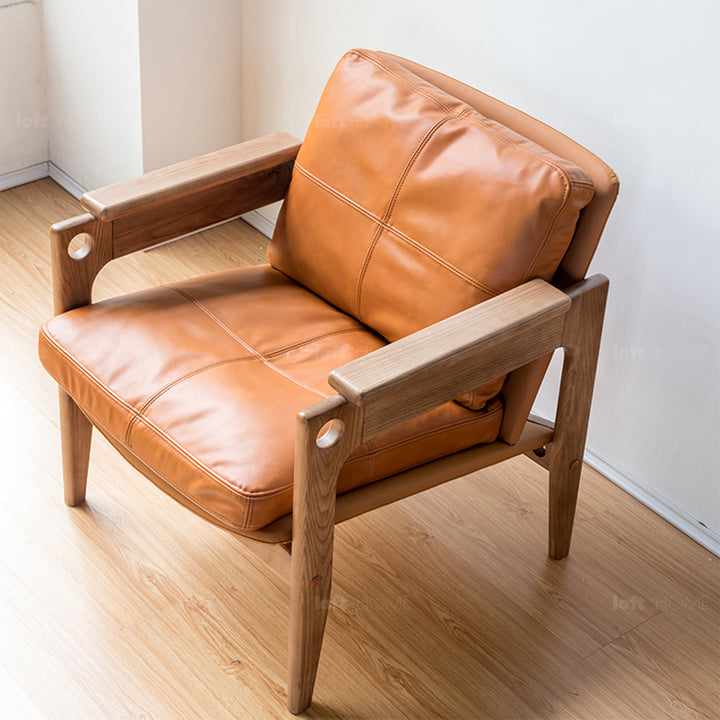 Japandi Leather 1 Seater Sofa RENATA In-context