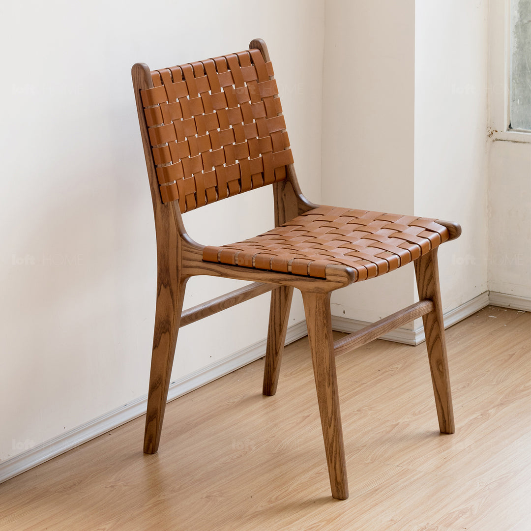 Japandi Leather Dining Chair PASADENA Still Life
