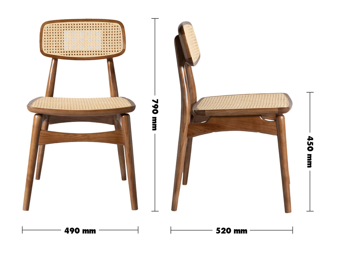 Japandi Rattan Dining Chair SERENE Size Chart