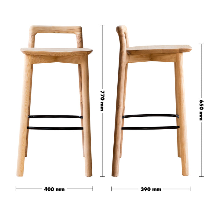 Japandi Wood Bar Chair BREEZE Size Chart