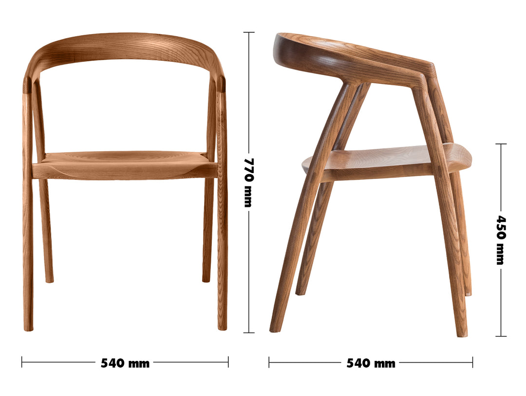 Japandi Wood Dining Chair BATOO Size Chart