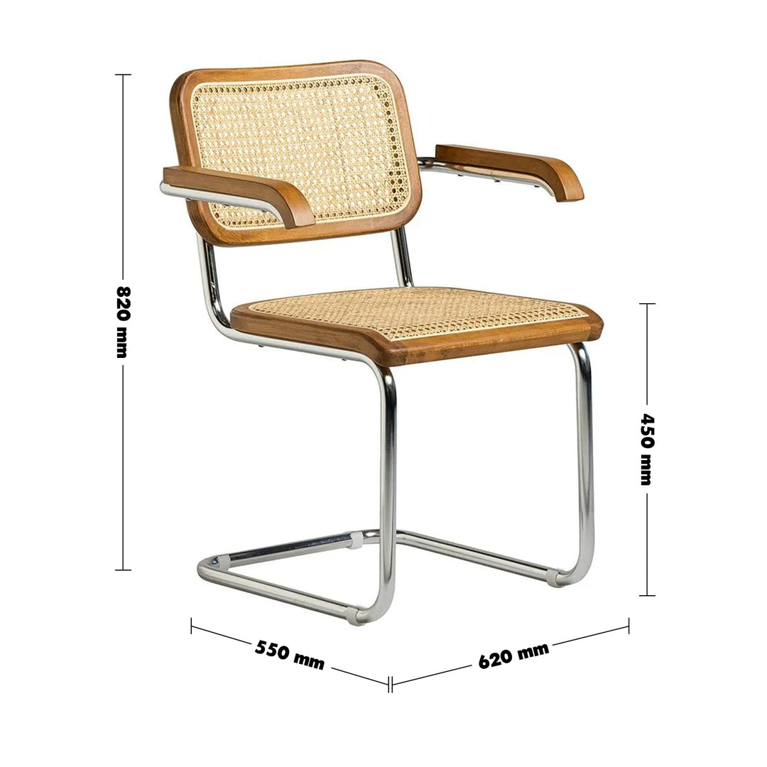 Japandi Rattan Armrest Dining Chair CESCA Size Chart