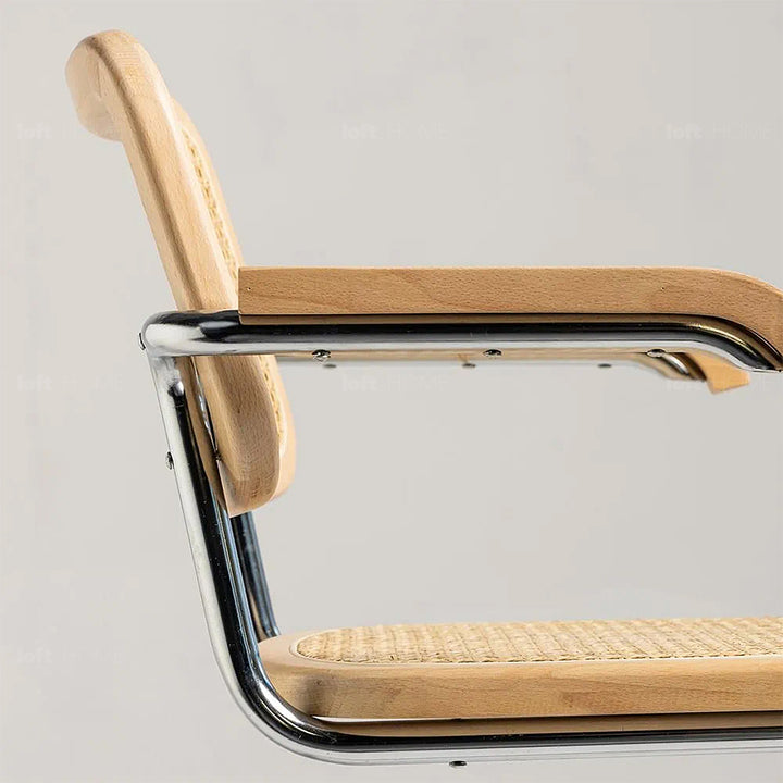 Japandi Rattan Armrest Dining Chair CESCA Detail 1