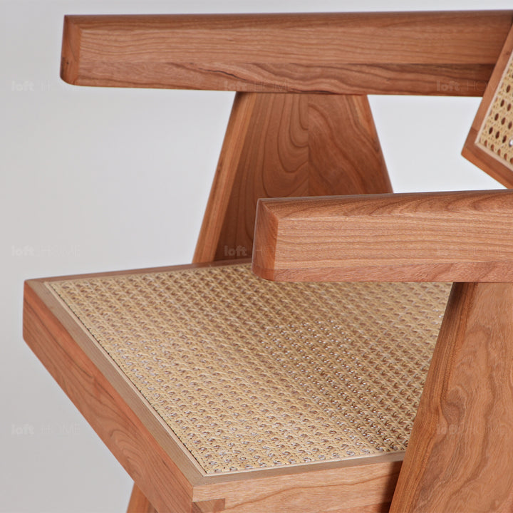 Japandi Rattan Armrest Dining Chair JEANNERET Detail 1