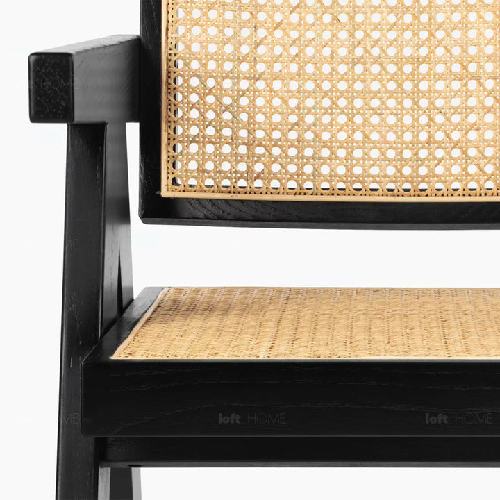 Japandi Rattan Armrest Dining Chair JEANNERET Detail 17