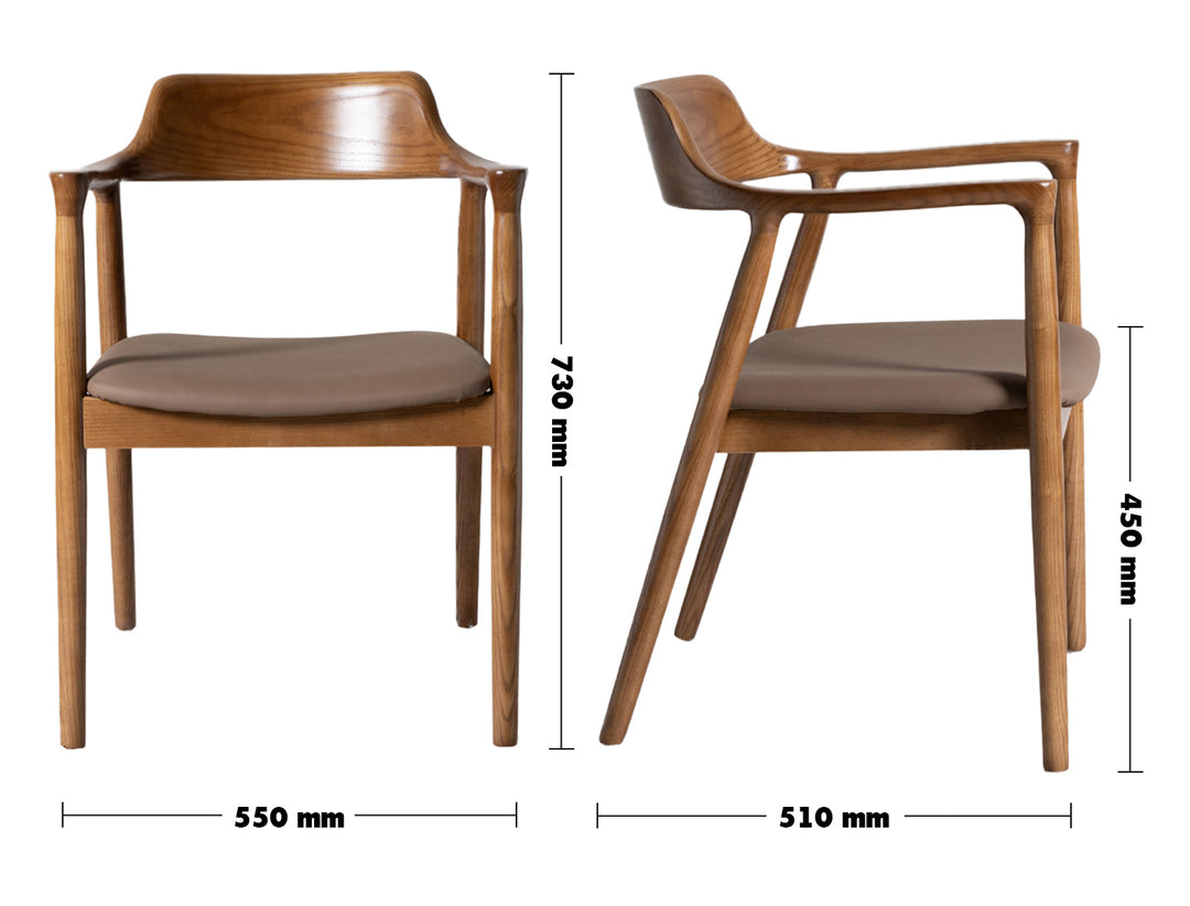 Japandi Wood Dining Chair HIROSHIMA Size Chart