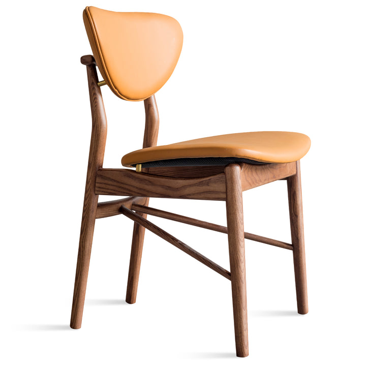 Japandi Leather Dining Chair FINN White Background