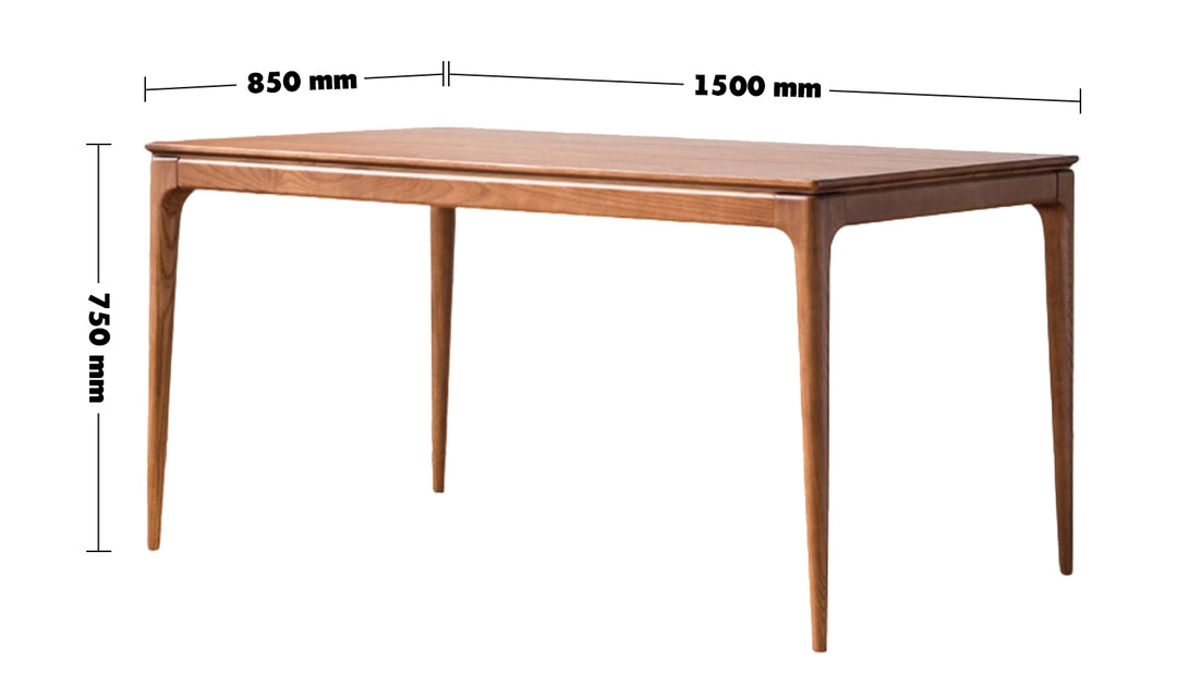 Japandi Wood Dining Table ADELINE Size Chart