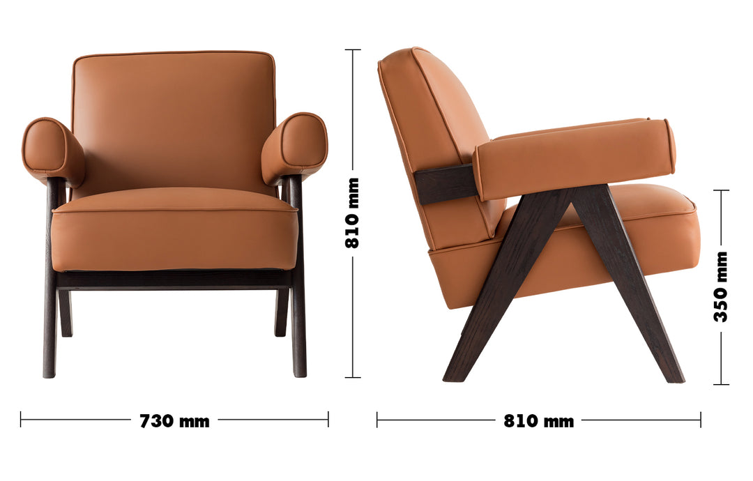 Japandi Leather 1 Seater Sofa PADDED Size Chart