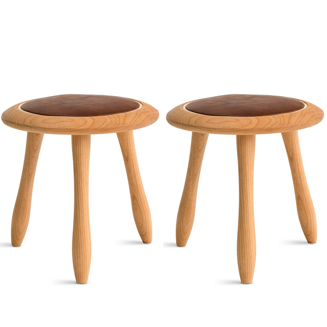 Japandi Wood Round Stool 2pcs Set PETITE