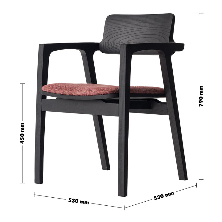 Japandi Wood Dining Chair CUDDY Size Chart