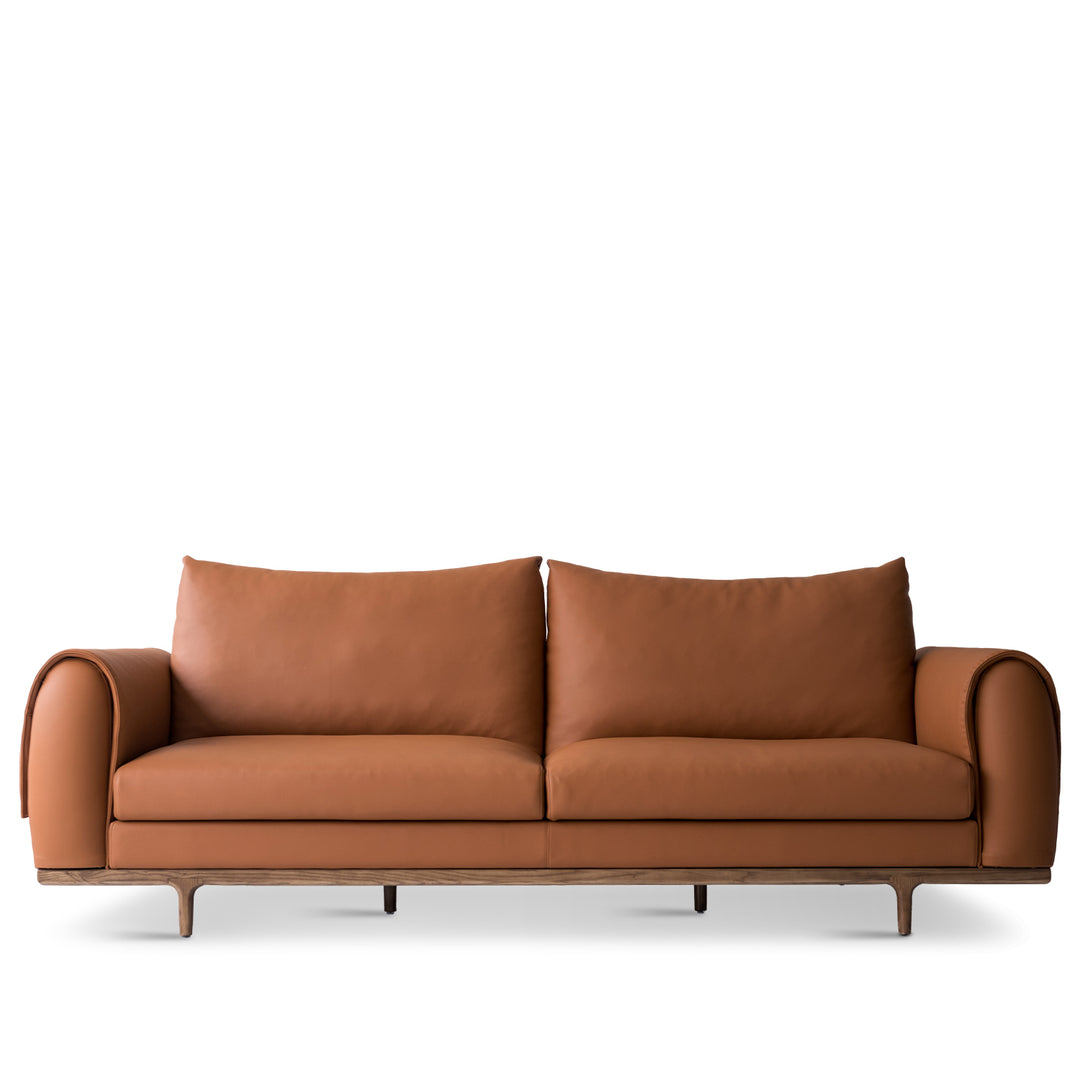 Japandi Leather 3 Seater Sofa JOURNEY White Background