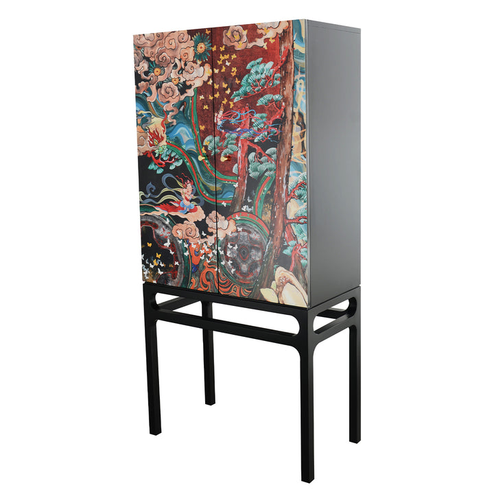 Eclectic Wood Storage Cabinet APSARA In-context