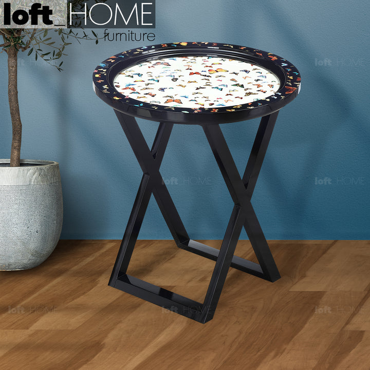 Eclectic Wood Side Table FLUTTER Primary Product