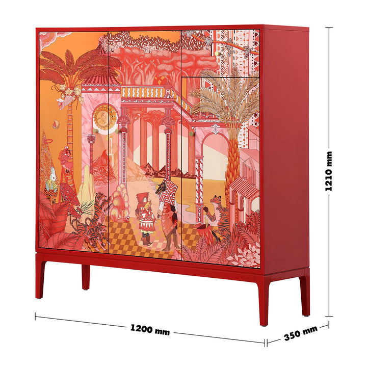 Eclectic Wood Storage Cabinet REDHOOD Size Chart