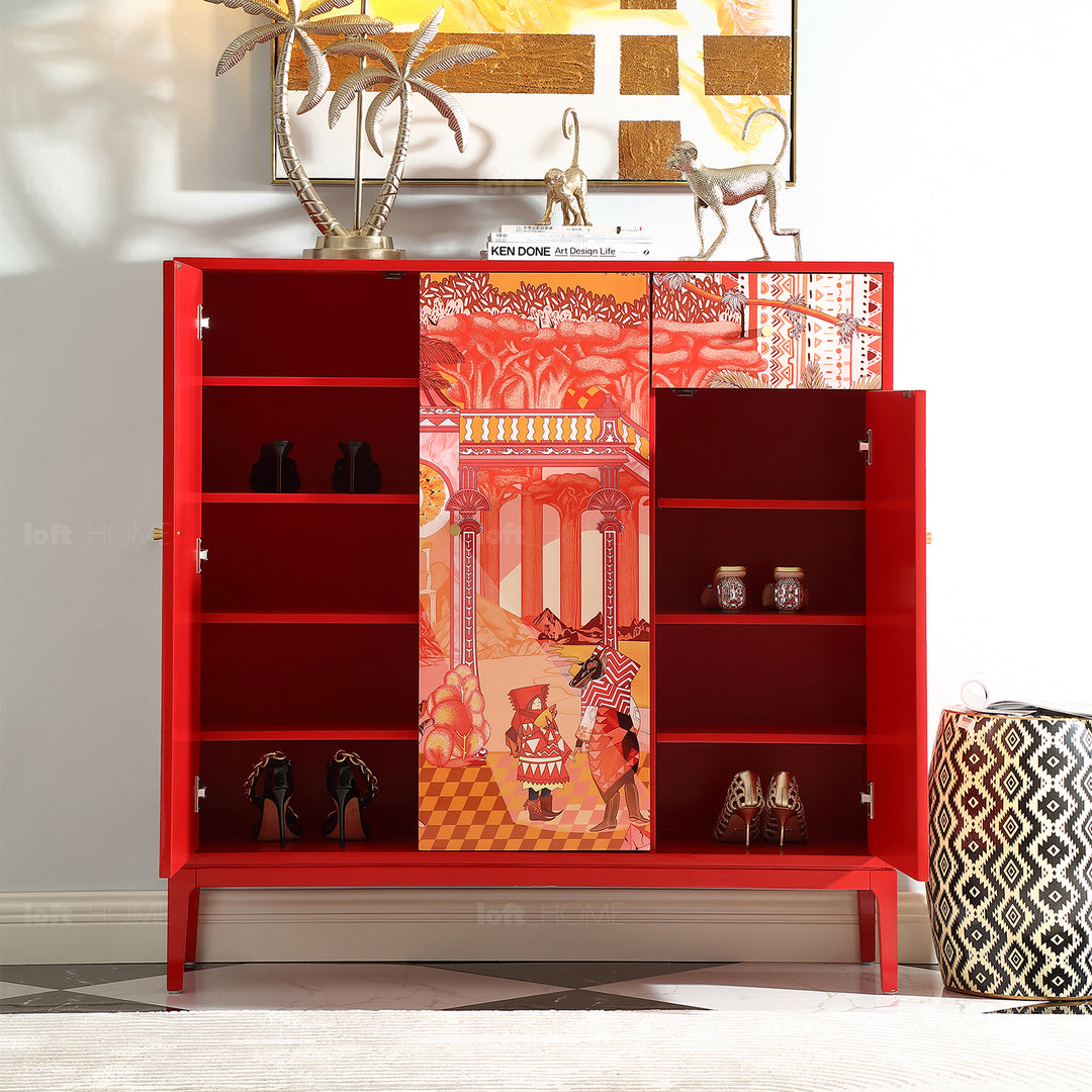 Eclectic Wood Storage Cabinet REDHOOD Color Variant