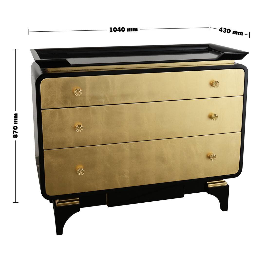 Eclectic Wood Drawer Cabinet NOIRGOLD Size Chart