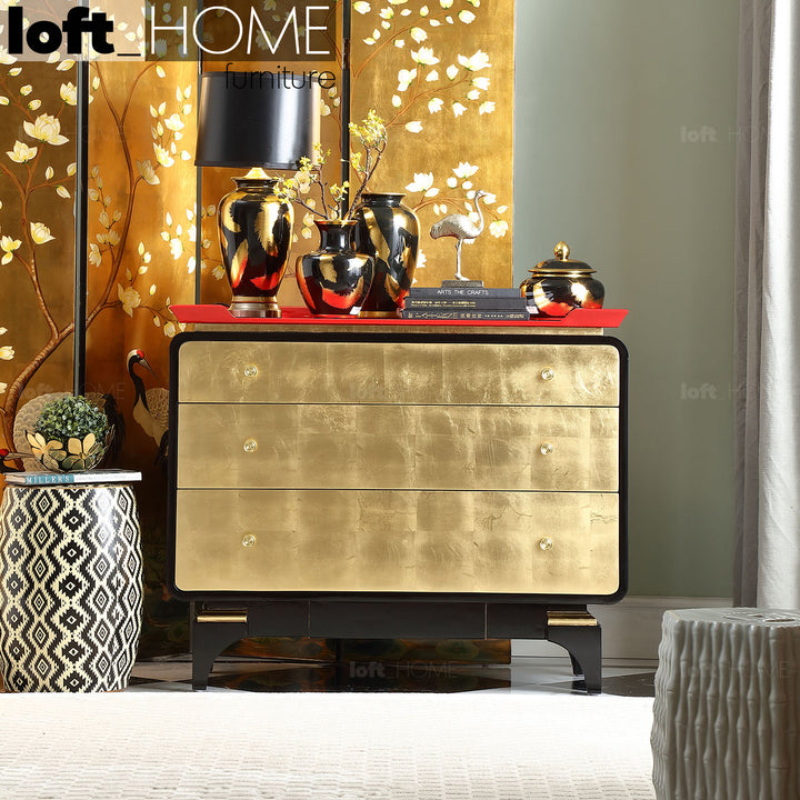 Eclectic Wood Drawer Cabinet NOIRGOLD Layered