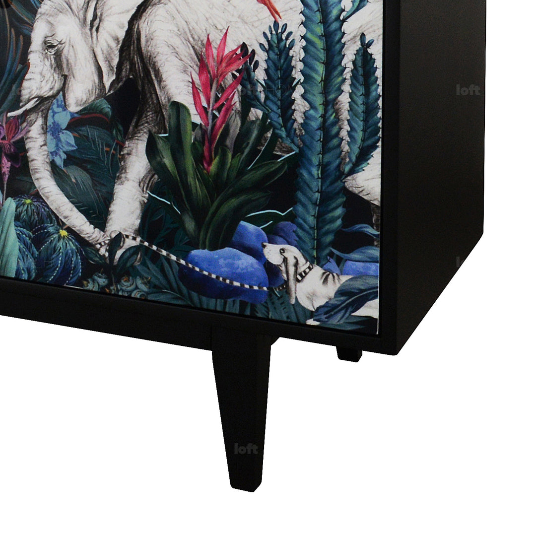 Eclectic Wood Storage Cabinet Low JUNGLE Layered