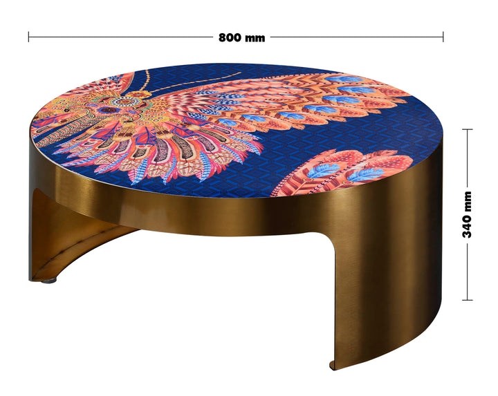 Eclectic Steel Coffee Table BUTTERFLY Size Chart