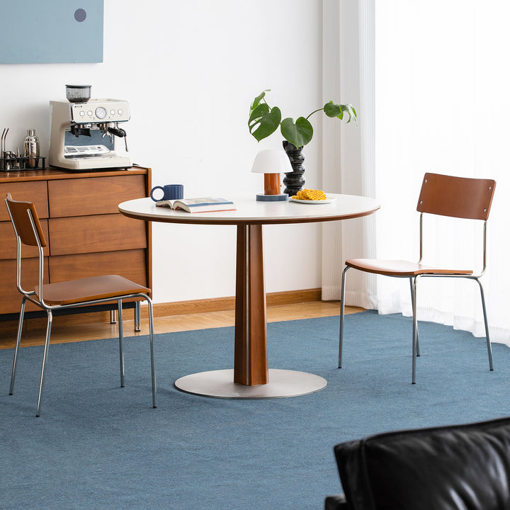 Scandinavian boxwood armless dining chair pinecone material variants.