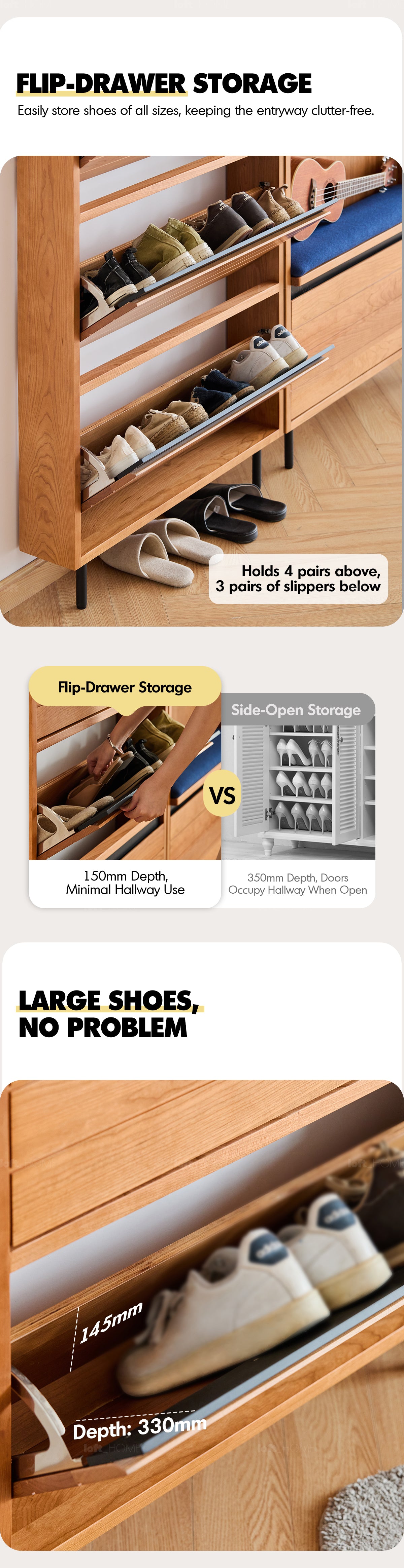 Scandinavian Cherry Wood Shoe Cabinet CORNER Good to Know - 5