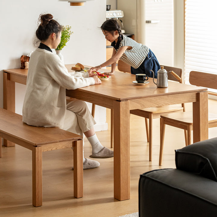 Scandinavian cherry wood dining table shoreline material variants.